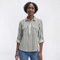 Womens Cure Roll Tab Sleeve 1/4 Zip Stripe Blouse - image 1