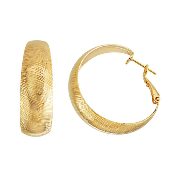 Fine Faux Gold Plated Wedding Band Hoop Earrings - image 
