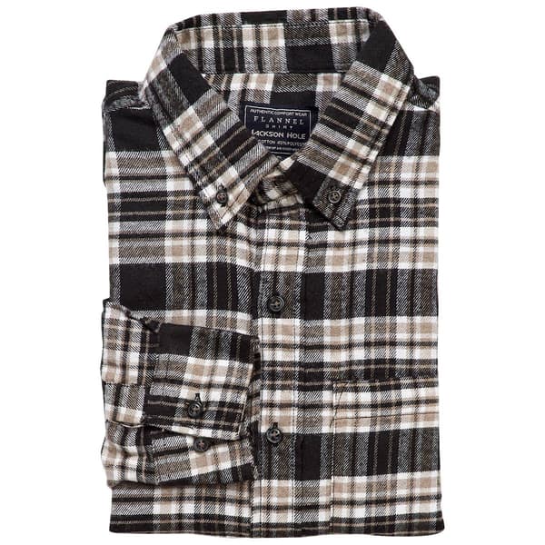 Mens Jackson Hole Long Sleeve Flannel Shirt - Navy / Grey / White - image 