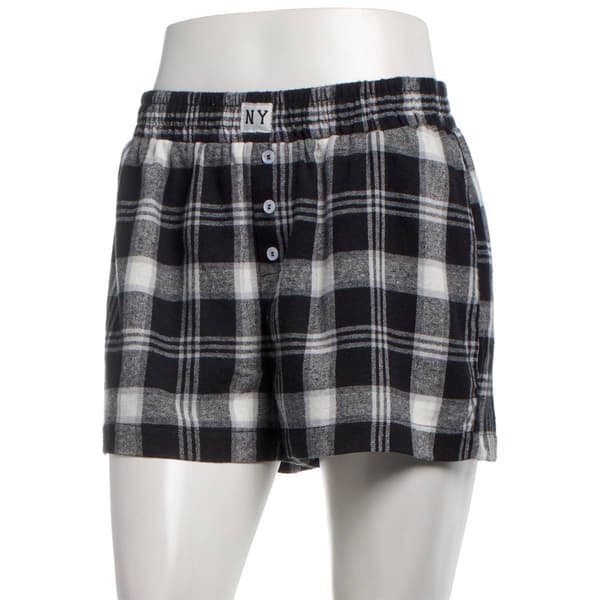 Juniors Derek Heart Flannel Plaid Boxer Shorts w/ NY Patch - image 