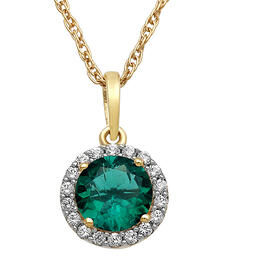 Gemstone Classics&#40;tm&#41; Emerald & White Sapphire Necklace