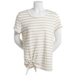 Womens Absolutely Famous Short Sleeve Stripe Side Knot Tee