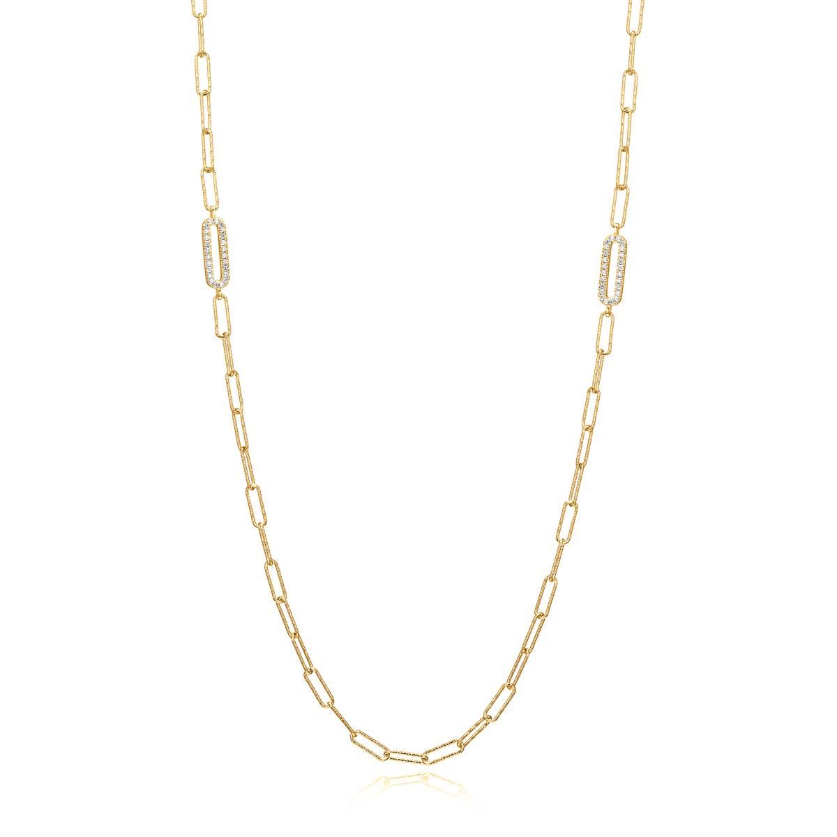Forever Facets 18kt. Gold Plated Oval Paperclip Necklace