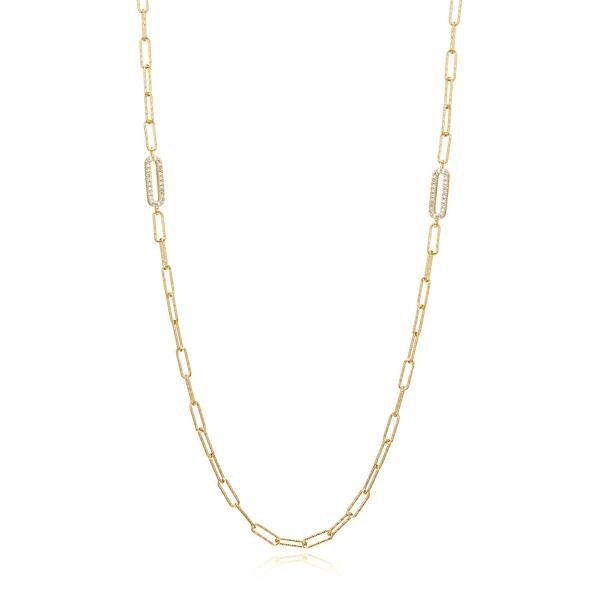 Forever Facets 18kt. Gold Plated Oval Paperclip Necklace - image 