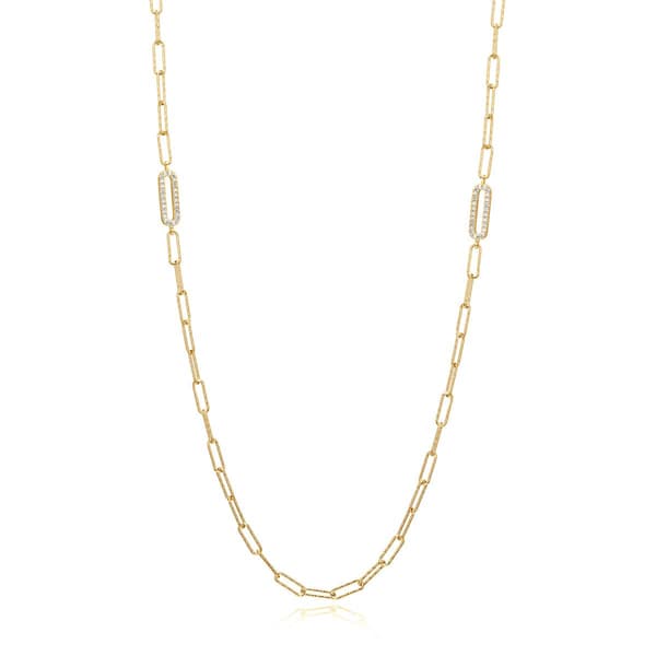 Forever Facets 18kt. Gold Plated Oval Paperclip Necklace