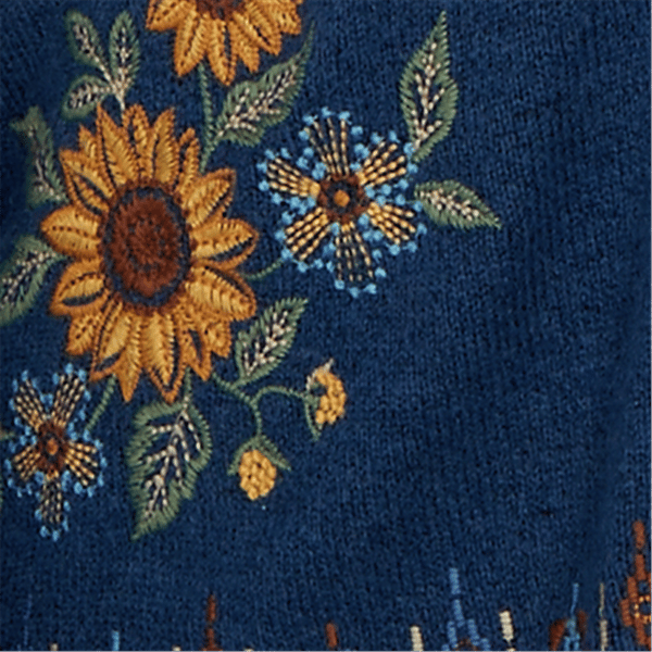Plus Size Alfred Dunner Tuscany Sunflower Embroidery Cardigan