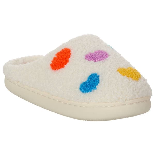 Big Girls Olivia Miller Colorful Heart Faux Shearling Slippers