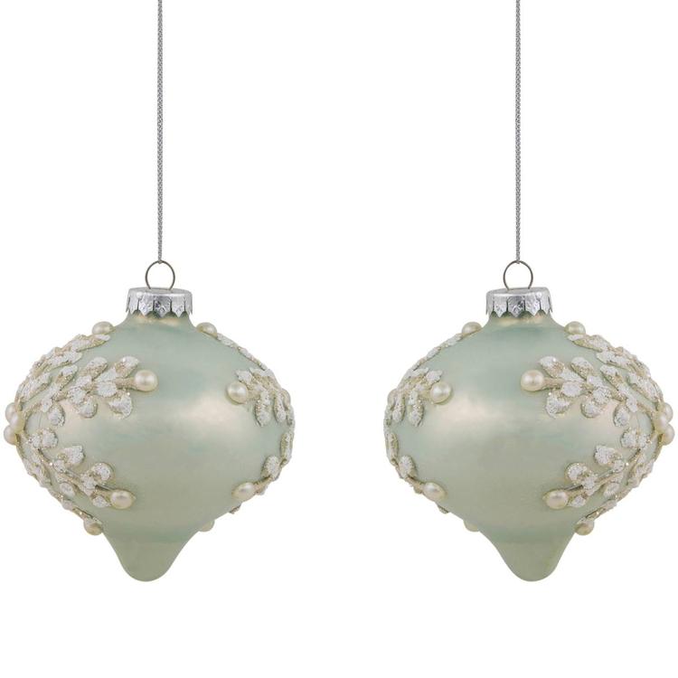 Northlight Seasonal Pastel Green Christmas Ornaments - Set of 2