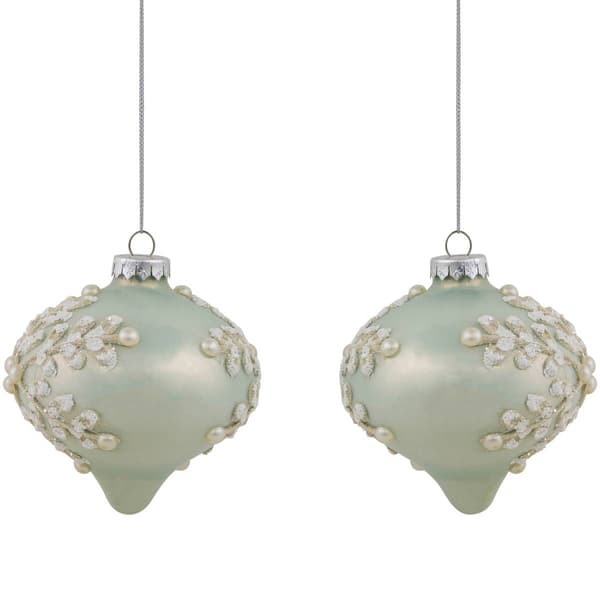Northlight Seasonal Pastel Green Christmas Ornaments - Set of 2