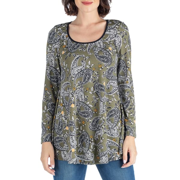 Womens 24/7 Comfort Apparel Long Sleeve Paisley Tunic - image 