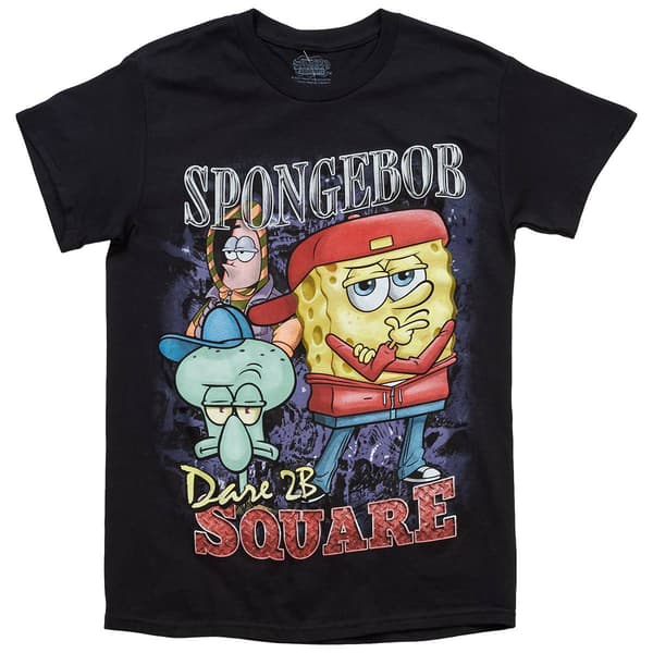 Young Mens SpongeBob SquarePants Dare to Be Square Graphic Tee - image 