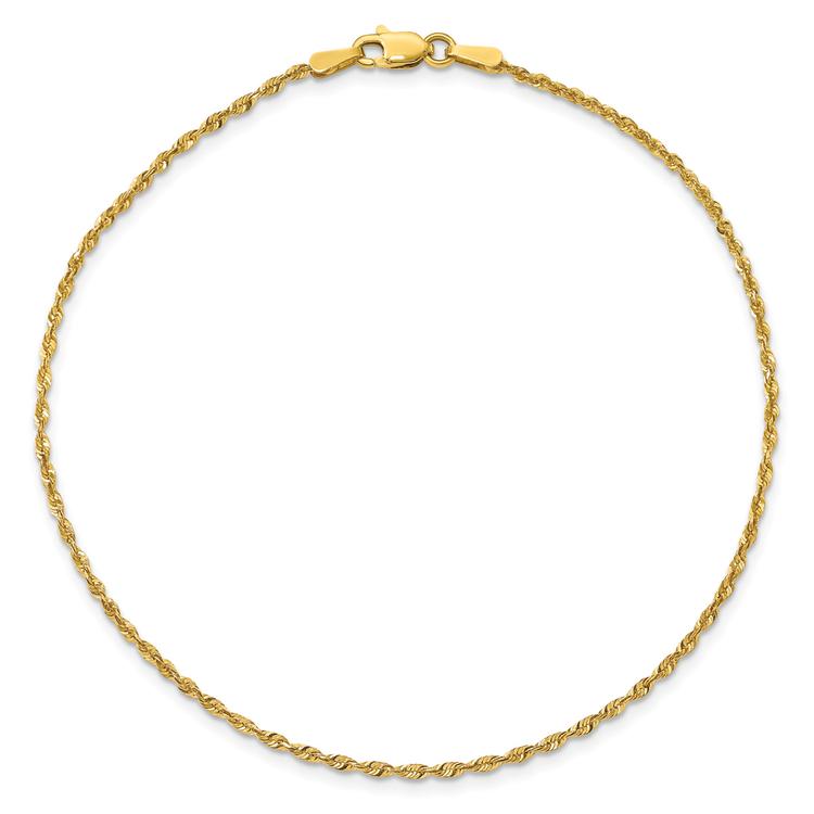Gold Classics(tm) 1.5mm. Diamond Cut Extra-Light Rope Anklet