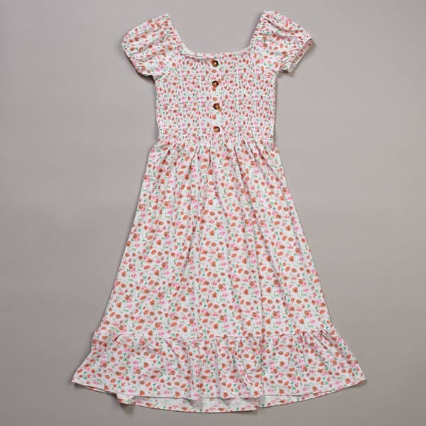 Girls (7-16) Jolie & Joy Short Sleeve Smocked Ditsy Dress - image 