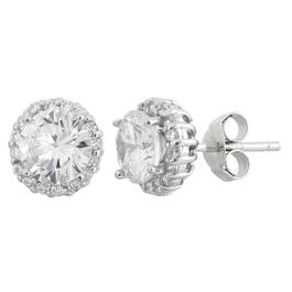 Forever New 7mm Round White Cubic Zirconia Halo Stud Earrings