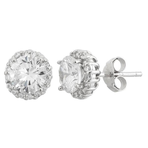 Forever New 7mm Round White Cubic Zirconia Halo Stud Earrings - image 