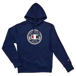 Mens Champion Game Day Circle Graphic Pullover Hoodie - Navy