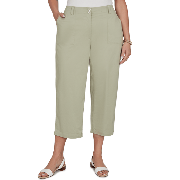 Plus Size Hearts of Palm Bloom Service Solid Fine Twill Pants - image 