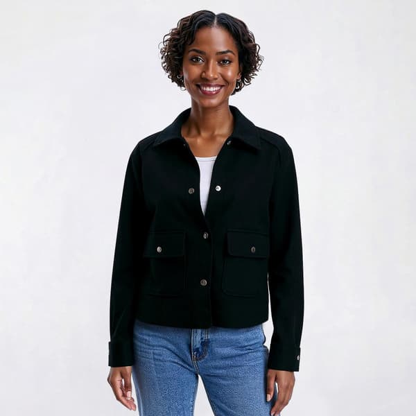 Petite Architect® Long Sleeve Solid Crop Shacket - Boscov's