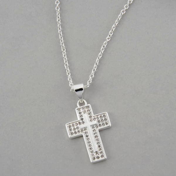Design Collection CZ Crystal Pave Cross Pendant - image 