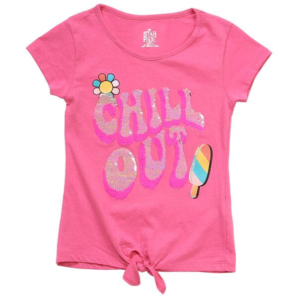 Girls &#40;7-16&#41; Star Ride&#174; Flip Sequin Chill Out Tee w/ Tie Front