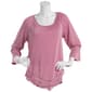 Womens Absolutely Famous 3/4 Sleeve Scoop Neck Lace Hem Blouse - image 1