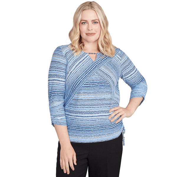 Petites Alfred Dunner Business As Usual Spliced Textured Stripe
