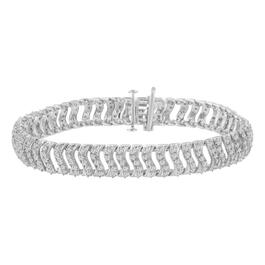 Haus of Brilliance Sterling Silver Diamond S Wave Link Bracelet