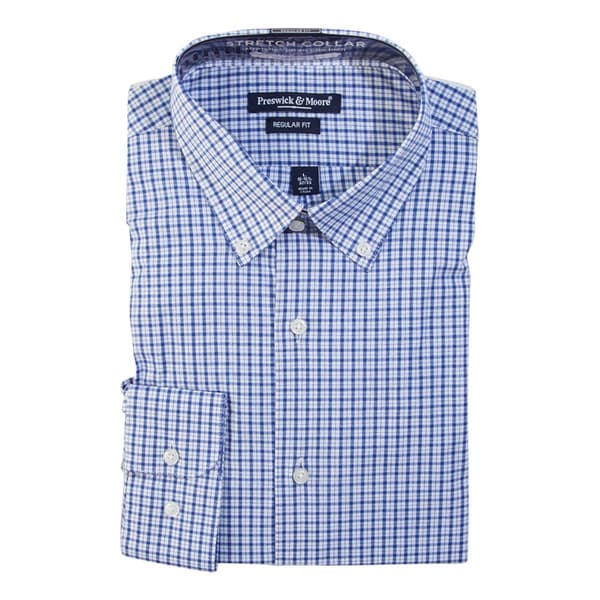 Mens Preswick & Moore Regular Fit Plaid Dress Shirt - image 