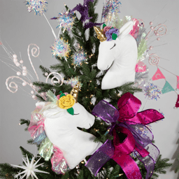Northlight Plush Rainbow Unicorn Christmas Picks - Set of 2