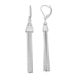 Napier 2.6in. Silver-Tone Sparkling Linear Tassel Earrings