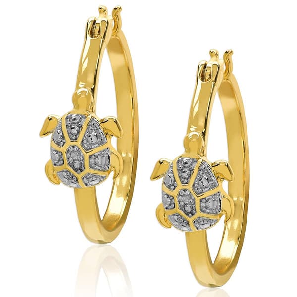 Accents by Gianni Argento Diamond Accent Turtle Hoop Earrings - image 
