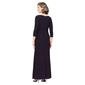 Womens SLNY 3/4 Sleeve Metallic Knit Asymmetric Neck Gown - image 2