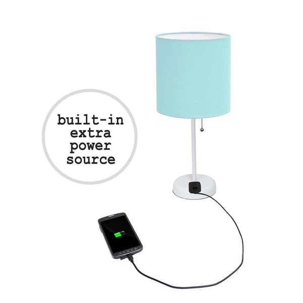 LimeLights Stick Lamp w/Charging Outlet & Fabric Shade