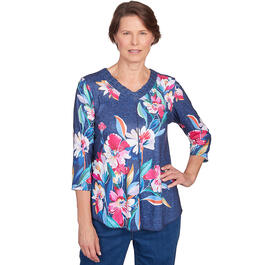 Womens Alfred Dunner In Full Bloom Placed Floral Top