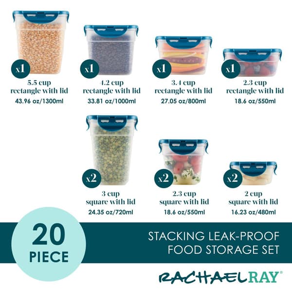 Rachael Ray 20pc. Leak-Proof Stacking Food Storage Container Set