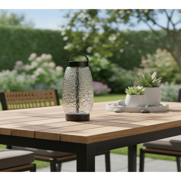 Adesso Cassius Cordless LED Tall Table Lantern w/ Glass Shade