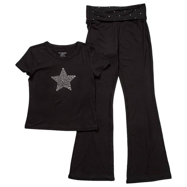 Girls (7-16) No Comment 2pc. Rhinestone Star Tee w/Flare Leggings - image 