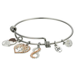 Shine Two-Tone Hearts Tree & Infinity Bangle Bracelet