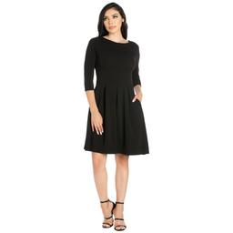 Womens 24/7 Comfort Apparel Fit and Flare Pocket Pleated Dress