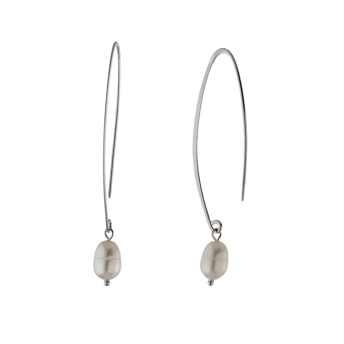 Athra Sterling Silver Fresh Water Pearl Marquis Drop...