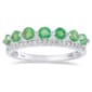 Gemstone Classics(tm) Round Emerald & White Zircon 7-Stone Ring - image 1