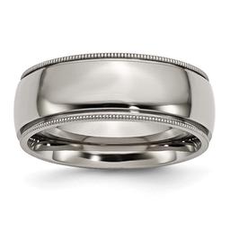 Mens Endless Affection(tm) Titanium Grooved & Beaded Edge 8mm Band