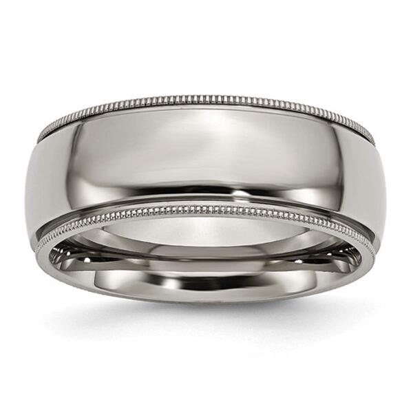 Mens Endless Affection&#40;tm&#41; Titanium Grooved & Beaded Edge 8mm Band - image 