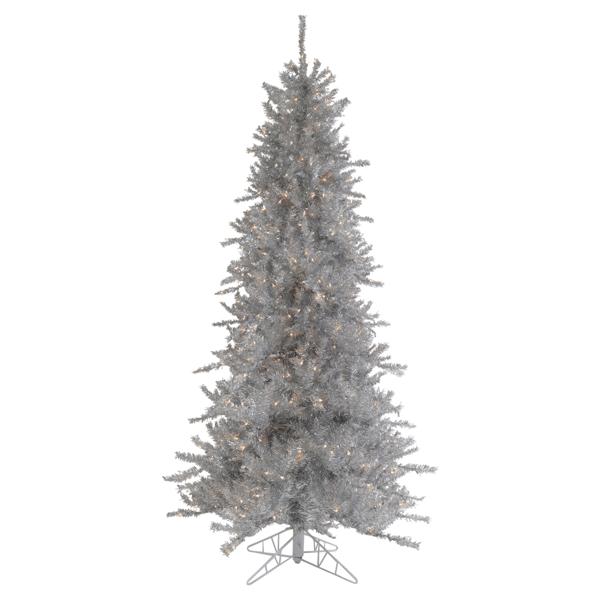 Northlight 7.5ft. Pre-Lit Slim Tinsel Pine Christmas Tree - image 
