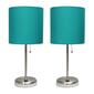 LimeLights Stick Lamp w/USB Port & Teal Fabric Shade-Set of 2 - image 9