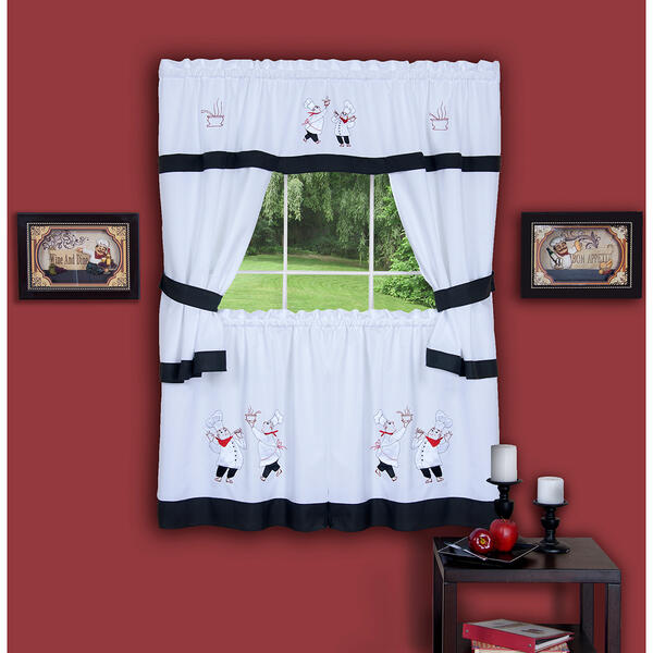 Achim Gourmet Embellished Cottage Kitchen Curtains - image 