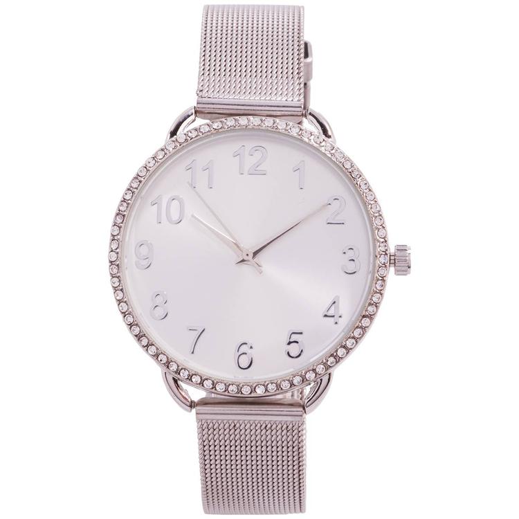 Womens Silver-Tone Crystal Accent Watch - 14332S-07-B28
