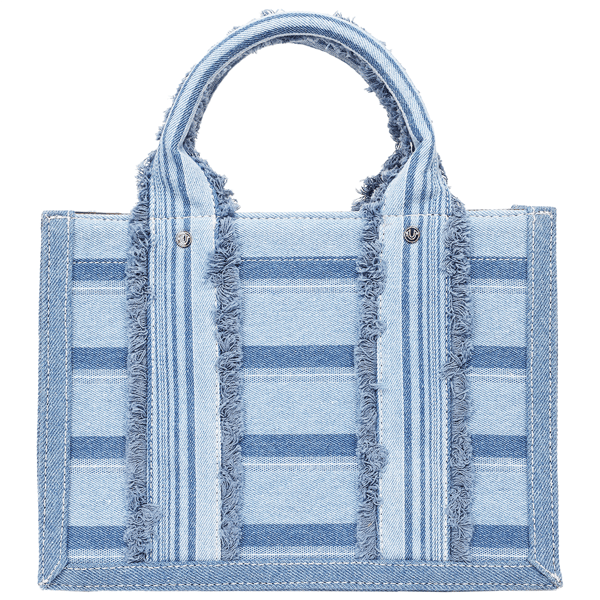 True Religion Multi-Stripe Denim Modern Tote With Crossbody Strap