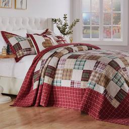 Greenland Home Fashions(tm) Oxford Plaid Reversible Bedspread Set