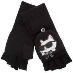 Womens Karl Lagerfeld Cozy Cat Flip Top Gloves